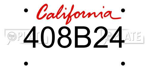 408B24 California License Plate