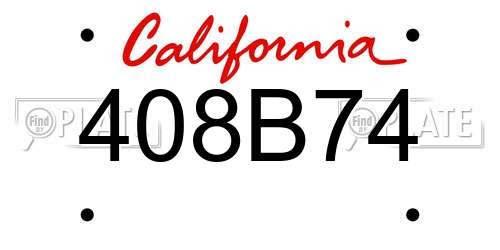 408B74 California License Plate