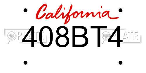 408BT4 California License Plate