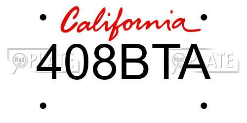 408BTA California License Plate