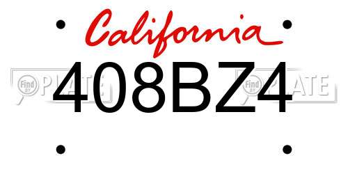 408BZ4 California License Plate