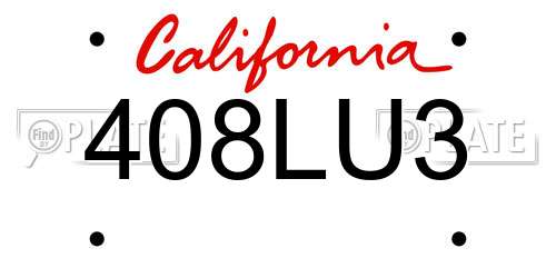 408LU3 California License Plate