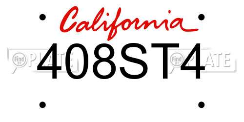 408ST4 California License Plate