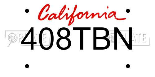 408TBN California License Plate