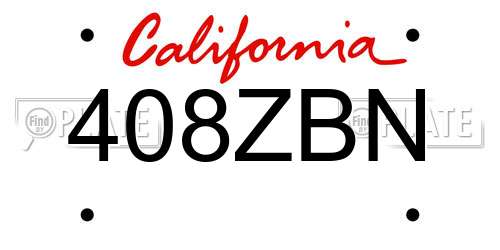 408ZBN California License Plate