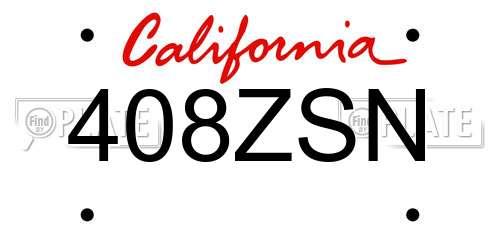 408ZSN California License Plate