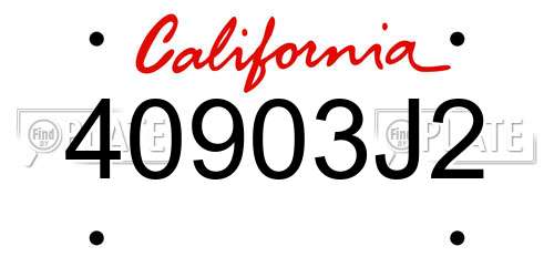 40903J2 California License Plate