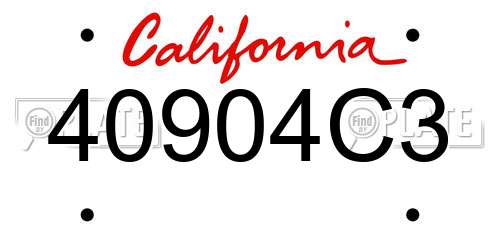 40904C3 California License Plate