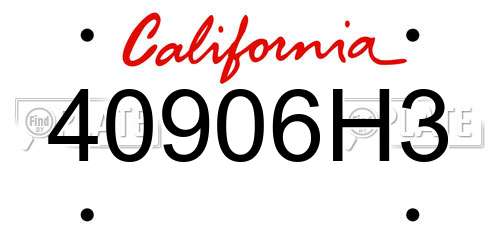 40906H3 California License Plate