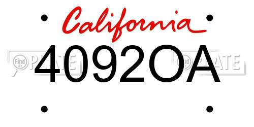 4092OA California License Plate