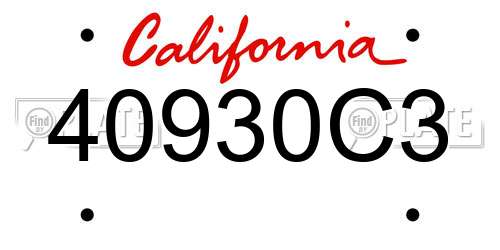 40930C3 California License Plate