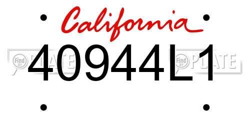 40944L1 California License Plate