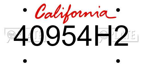 40954H2 California License Plate
