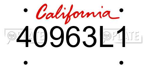 40963L1 California License Plate