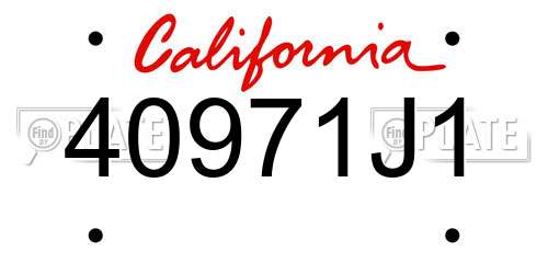 40971J1 California License Plate