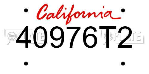 40976T2 California License Plate