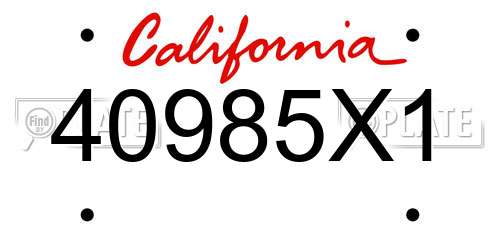 40985X1 California License Plate