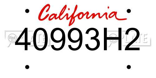 40993H2 California License Plate