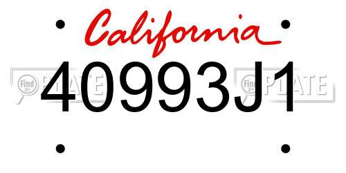 40993J1 California License Plate