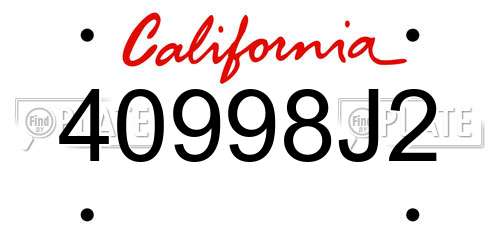 40998J2 California License Plate