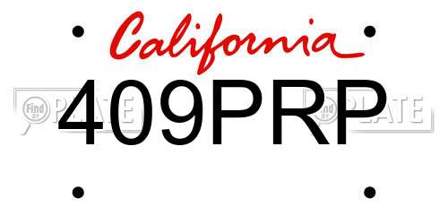 409PRP California License Plate