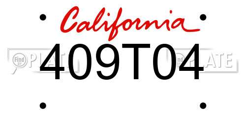 409T04 California License Plate