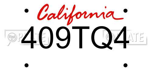 409TQ4 California License Plate