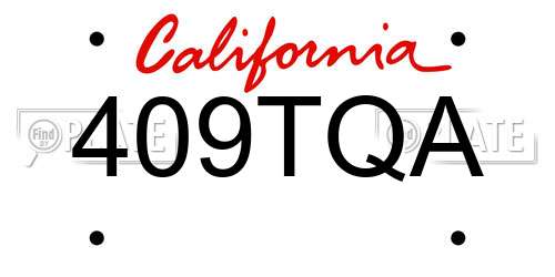 409TQA California License Plate