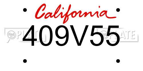 409V55 California License Plate
