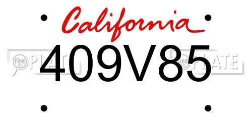409V85 California License Plate