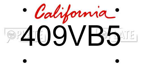 409VB5 California License Plate