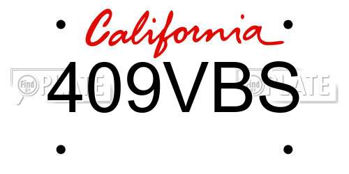 409VBS California License Plate
