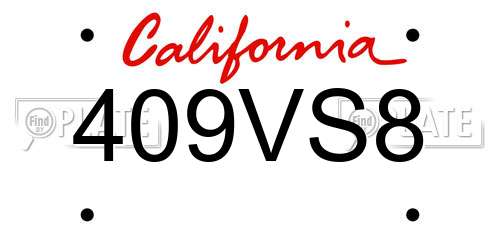 409VS8 California License Plate
