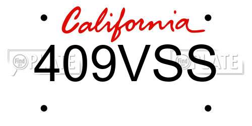 409VSS California License Plate
