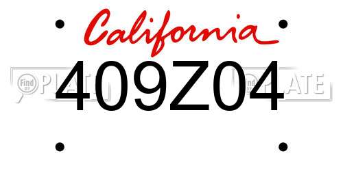 409Z04 California License Plate