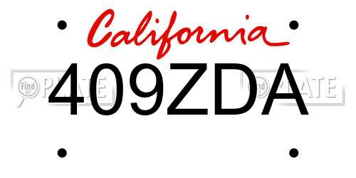 409ZDA California License Plate
