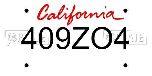 409ZO4 California License Plate