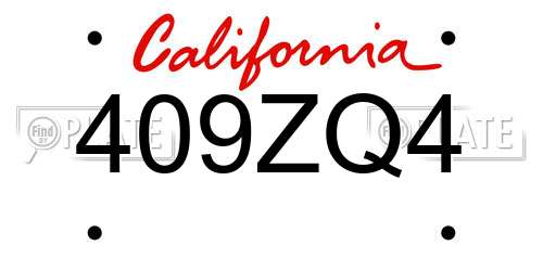409ZQ4 California License Plate