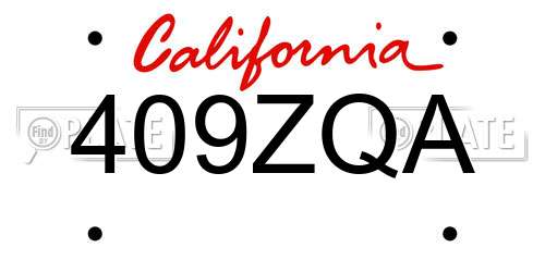 409ZQA California License Plate
