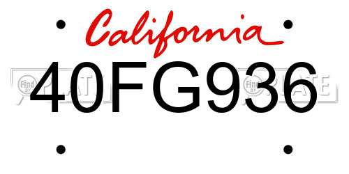 40FG936 California License Plate