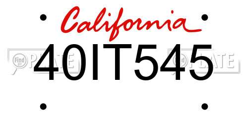 40IT545 California License Plate