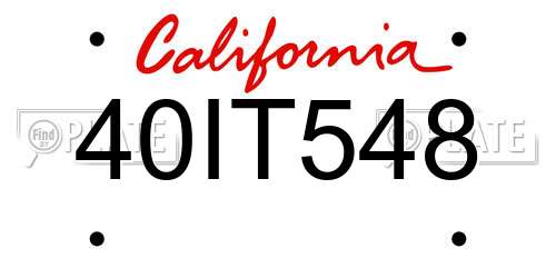 40IT548 California License Plate