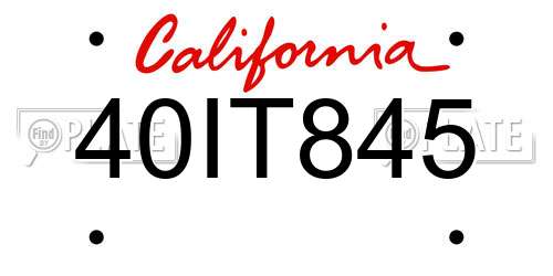 40IT845 California License Plate