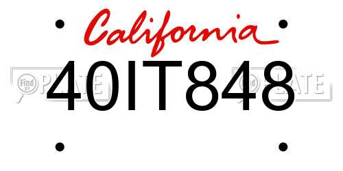 40IT848 California License Plate