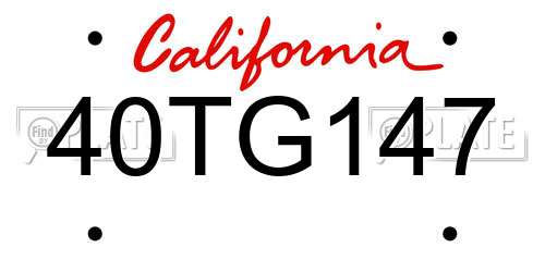 40TG147 California License Plate