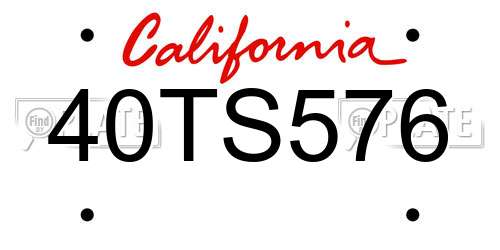 40TS576 California License Plate