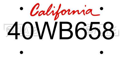 40WB658 California License Plate