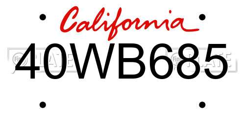 40WB685 California License Plate