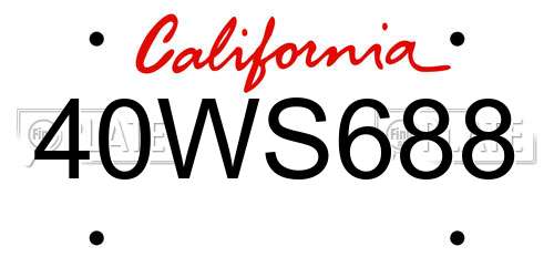40WS688 California License Plate