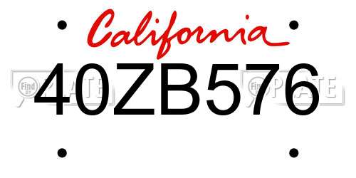 40ZB576 California License Plate